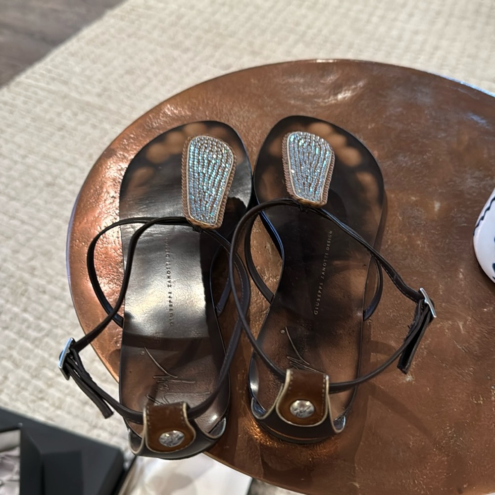 Giuseppe Zanotti brown sandals with beautiful stones size 38.5